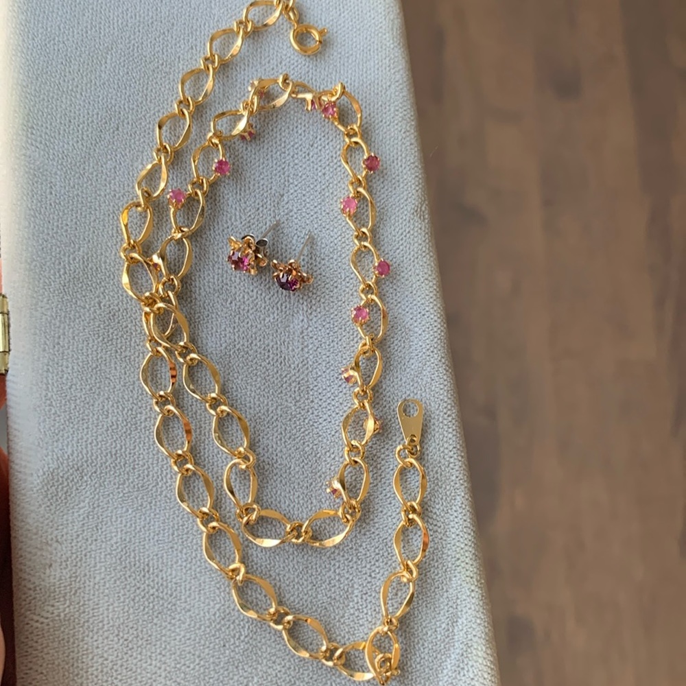 Gold plated necklace and earring set